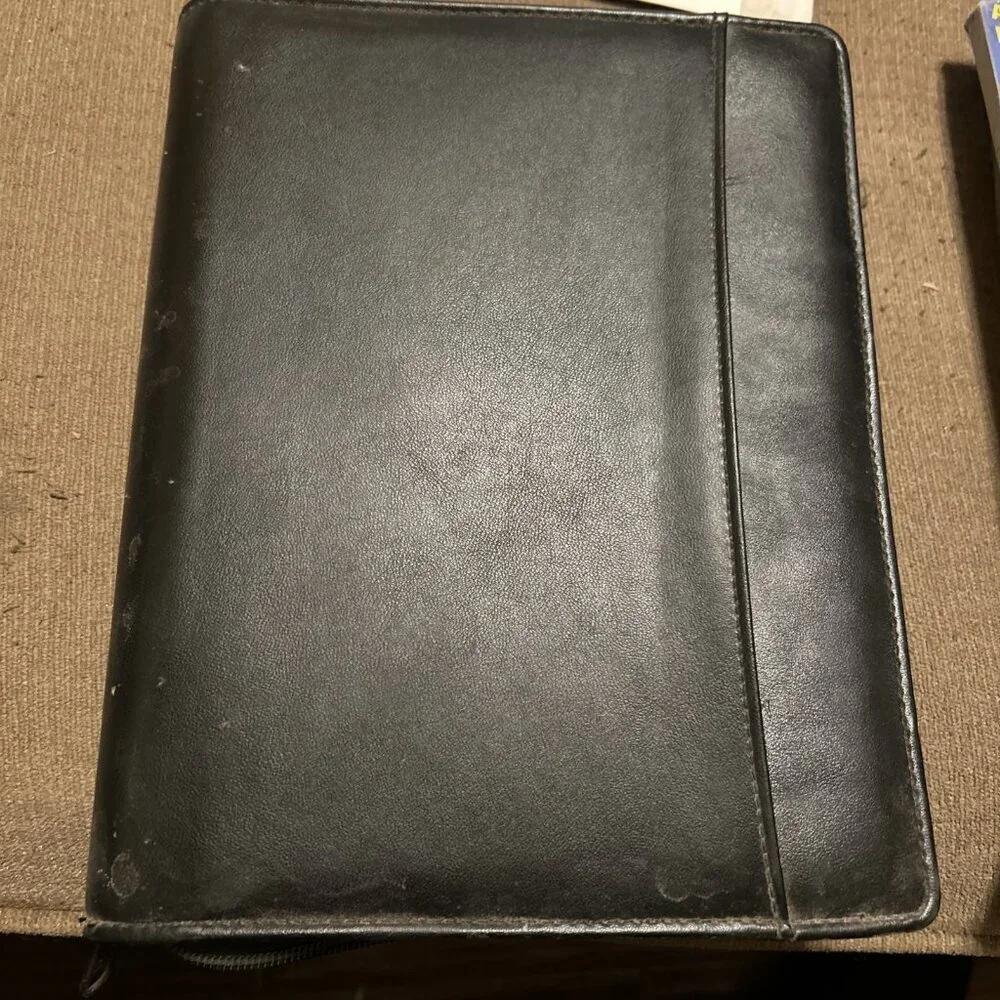 Leather Day Runner Classic Edition Planner 3-Ring Binder Black W/paper Vintage